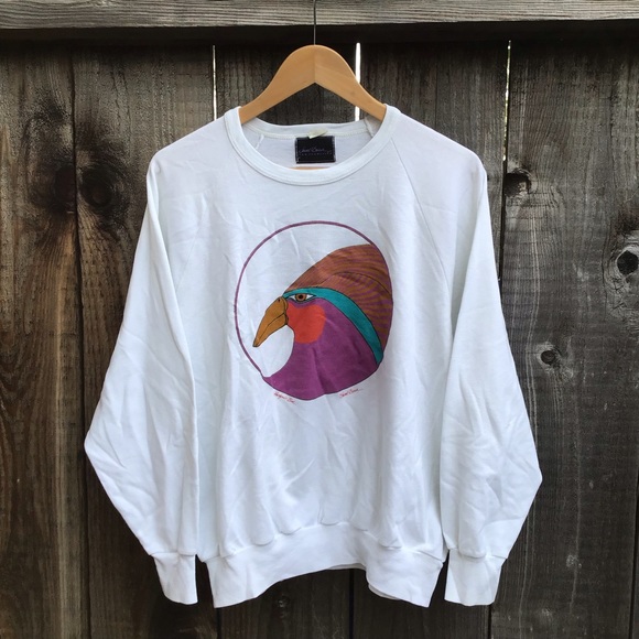 Vintage 90s Laurel Burch San Francisco bird art crewneck sweater adult xl - Picture 2 of 7